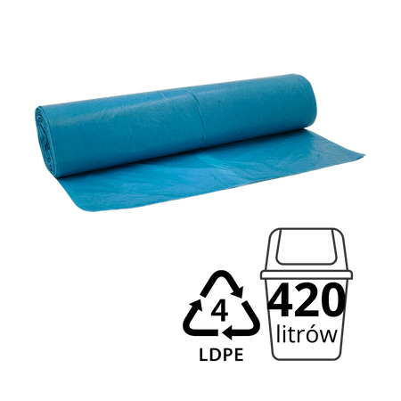W420LD/01N30 Worek na śmieci niebieski 420l LD 1200x1500 FOL
