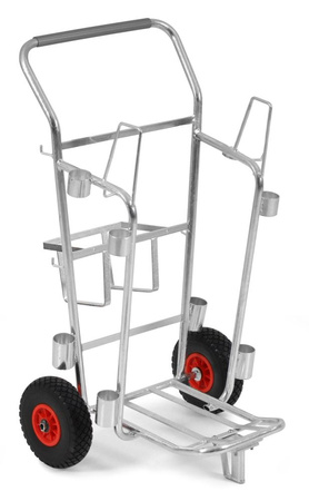 FI8050 Filmop – wózek komunalny, stalowy do zbierania odpadów z koszem i miejscem na akcesoria (ø 260 mm koła)