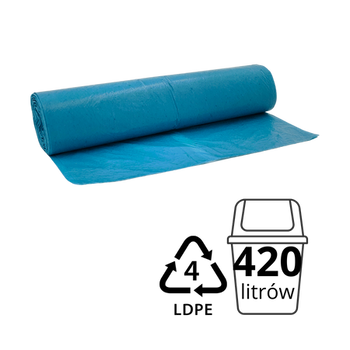 W420LD/10N30 Worek na śmieci niebieski 420l 10szt LD 1200x1500 FOL