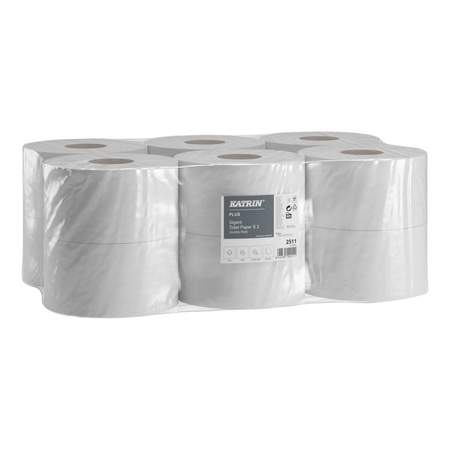 2511 Katrin Plus papier toaletowy jumbo 100m 2-warstwowy celuloza 12 rolek