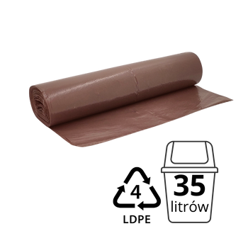 W035LD/50BR40 Worek na śmieci brązowy 35l 50szt LD A3