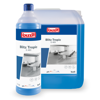 G483 Buzil Blitz Tropic Uniwersalny środek czyszczący na bazie neutralnego alkoholu, intensywnie pachnący 1l