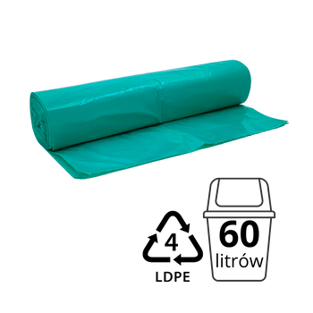 W060LD/50Z40 Worek na śmieci żielony 60l 50szt LD A3