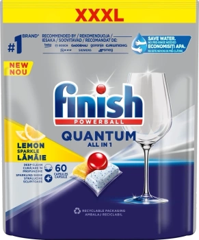 FINISHTAB/56 Tabletki do zmywarki ESENSIAL Lemon – 55 szt. | Skuteczne czyszczenie, cytrynowy zapach