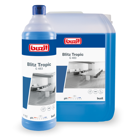 G483 Buzil Blitz Tropic Uniwersalny środek czyszczący na bazie neutralnego alkoholu, intensywnie pachnący 10l