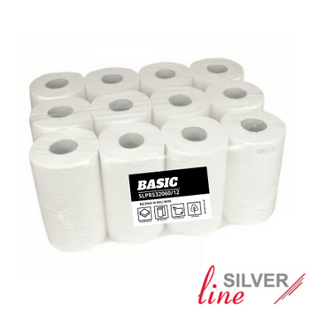 SLPRS32060/12 Ręcznik papierowy MINI 2-warstwowy, celuloza 60 m, 12 szt. – Silverline BASIC