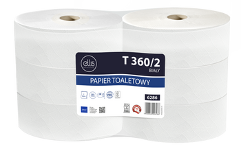 LAM6286 Papier toaletowy profesjonalny 2-warstwowy JUMBO MAXI 360m biały celuloza ELLIS Professional (6 szt.)