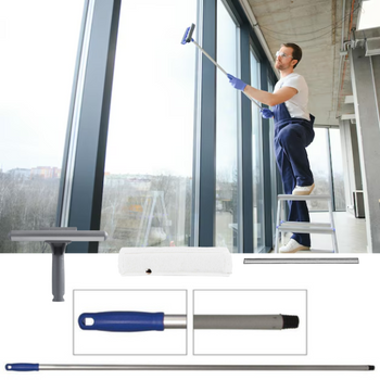 Zestaw „Crystal View”: Myjka i ściągaczka GLOSS-W + Wkład futerkowy 35 cm + Wkład do zbieraka gumowego 35 cm + Kij aluminiowy wkręcany 140 cm