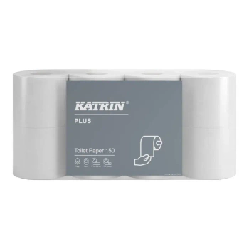16525 Katrin Plus Toilet 150 – 3-warstwowy mały papier toaletowy w rolce, 150 listków (opak. 8 rolek)