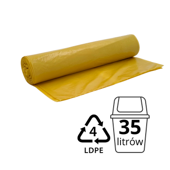W035LD/50Y40 Worek na śmieci żółty 35l 50szt LD A3