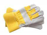 REK/WZMS/C Rękawice robocze skórzane budowlane ze skóry bydlęcej - żółte