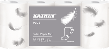 Papier toaletowy domowy Katrin Plus Toilet 3ply 150 (16525) super biały klejony, 3-warstwowy, 17,3 metrów x 56 rolek
